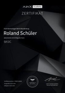 AJAX Basis Zertifikat 2024 - Ajaxt Alarmanlagen Berlin Brandenburg AJAX Basis Zertifikat 2024 - Ajax Alarmanlagen Berlin Brandenburg